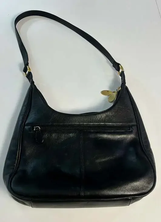 Vintage Etienne Aigner Black Genuine Leather Shoulder Bag with Gold Hardware - Picture 4 of 9